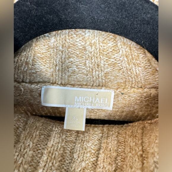 Michael Kors Oatmeal Heather Turtleneck Cotton Wool Blend Sweater Size XL - Picture 6 of 10